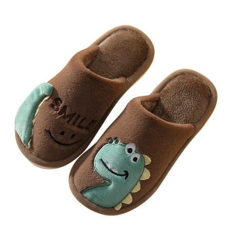 

gakvbuo Clearance items all 2022!Winter Warm Home Kids Cotton Slippers Cute Dinosaur Pattern Indoor Cartoon Baby Soft Sole Flat Bottom Children Slip On Shoes