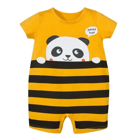 

XYIJANI New Baby Infant Toddler Boys Girls Character Print Casual Romper Jumpsuit Playsuit Sunsuit Clothes 18M Baby Boy Clothing 12 Month Old Boy Clothes (Yellow 73)