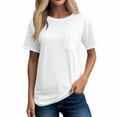 thumbnail image 2 of Women's 280g Crew Neck Pocket Casual Short Sleeve T-Shirt-6 Colors(S-2XL), 2 of 6