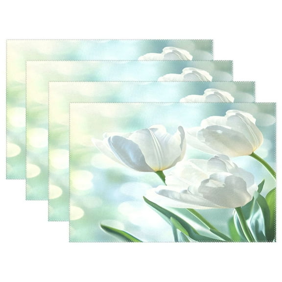 Ryvnso Placemats Set of 4 Flowers Tulips Dining Mats Heat-Resistant Non-Slip Washable Table Mat