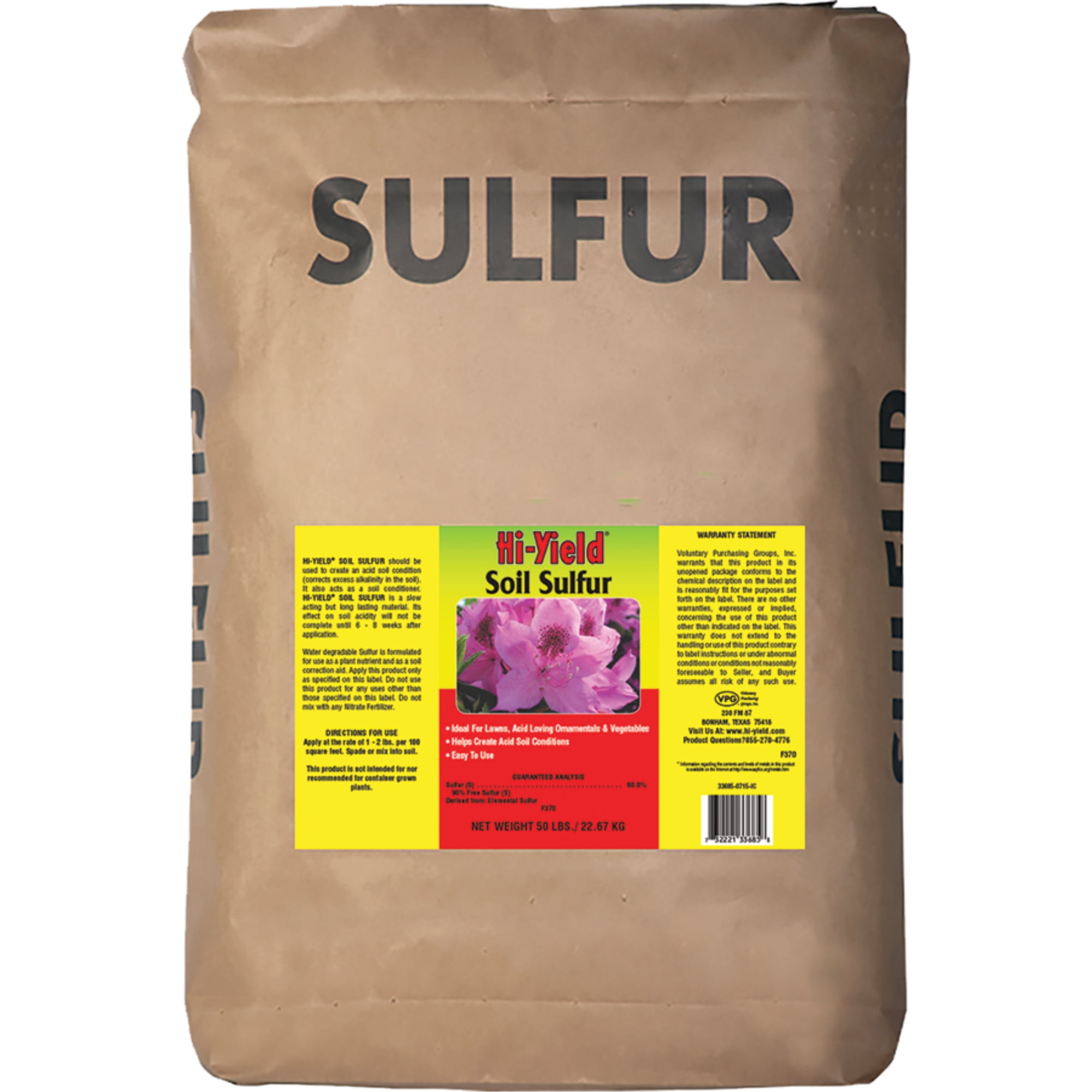 HiYield Soil Sulphur Soil Amendment, 50 Pound Bag
