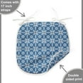 thumbnail image 4 of Ethnic Dining Chair Pad, Portuguese Azulejo Tile Inspired Pattern with Ornamental Foliage Pattern, Water Resistant Pillow with Straps for Seats, 6 Pieces Set, Navy Blue Orange White, by Ambesonne, 4 of 5