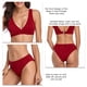 thumbnail image 5 of Trajes de baño para mujer Traje de baño de dos piezas Poliéster Correa ancha Triángulo Cuello en V Traje de baño con bandas Rojo M, 5 of 6