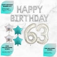 thumbnail image 4 of 63rd Birthday Decorations, 63rd Birthday Party Supplies, 63rd Birthday Banner Teal Green, Confetti Balloons Her, 63 Cake Topper, 63rd Gifts, 4 of 5