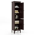 thumbnail image 1 of Patiojoy Freestanding Bathroom Storage Cabinet Tall Narrow Storage Cabinet with 1 Adjustable Shelf 1 Drawer and 2 Doors Coffee, 1 of 9