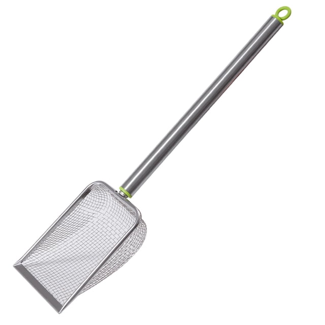 Pala para arena de gatos de acero inoxidable con tamizado profundo, limpiador de arena resistente, malla metálica para gatitos, animales pequeños, con malla 2.8X2.8mm