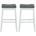 thumbnail image 5 of Gymax Set of 2 Nailhead Saddle Bar Stools 29'' Pub Chairs with Rubber Wood Legs White, 5 of 9
