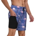 thumbnail image 2 of Cauagu Flamingo Print Mens Swim Trunks Quick Dry Board Shorts Swim Shorts with Compression Liner Bathing Suits-Medium, 2 of 6