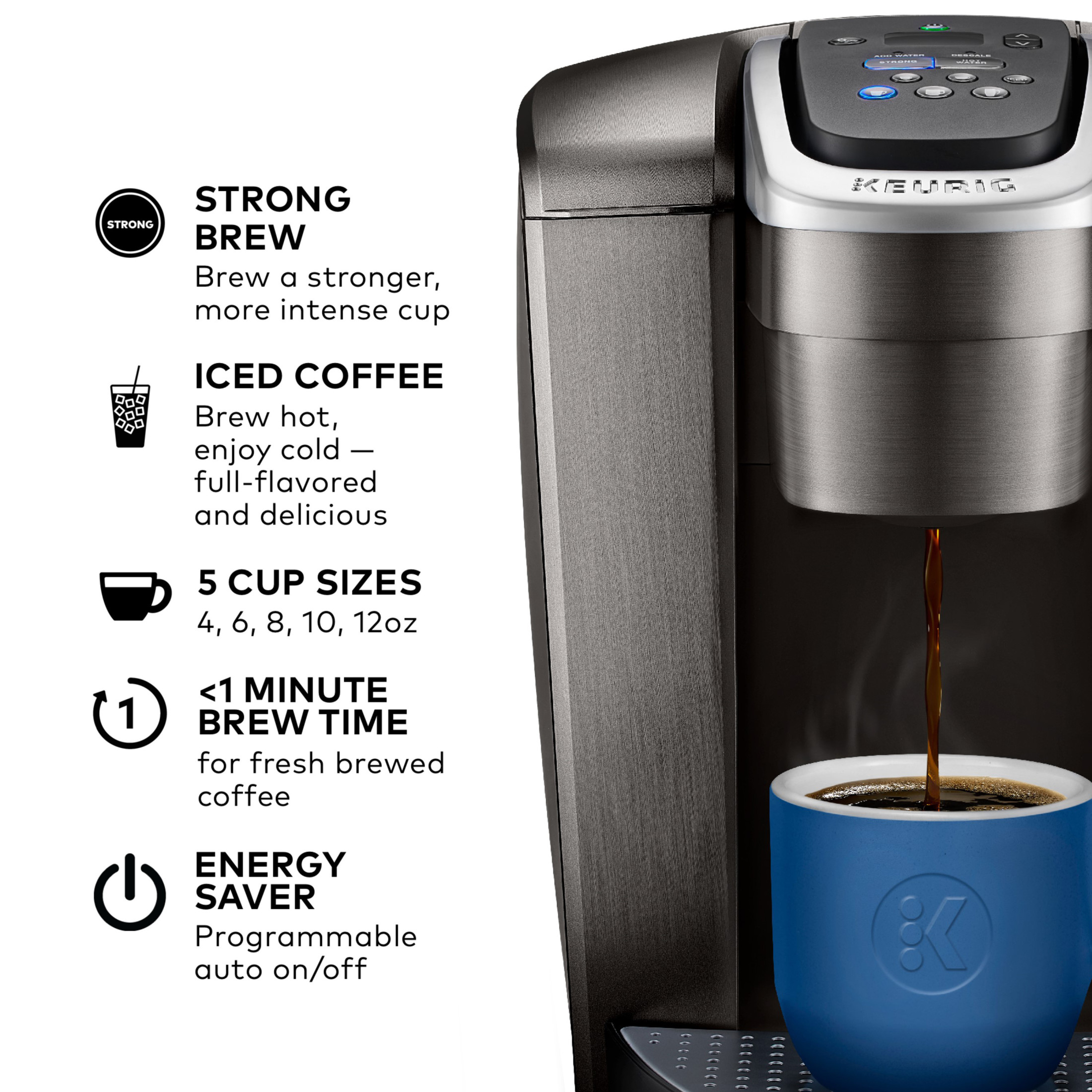 Keurig K-Elite Single-Serve Coffee Maker, Brushed Slate photo 2