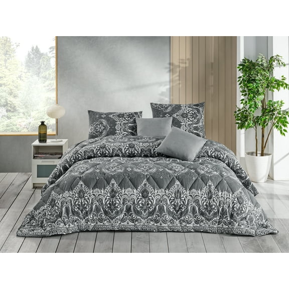 Istanbul Collection Handmade Comforter Set   Sheet Set - 9 Piece Set - Cotton Blend - Modern, Comforter, Matching Shams and Throw Pillows