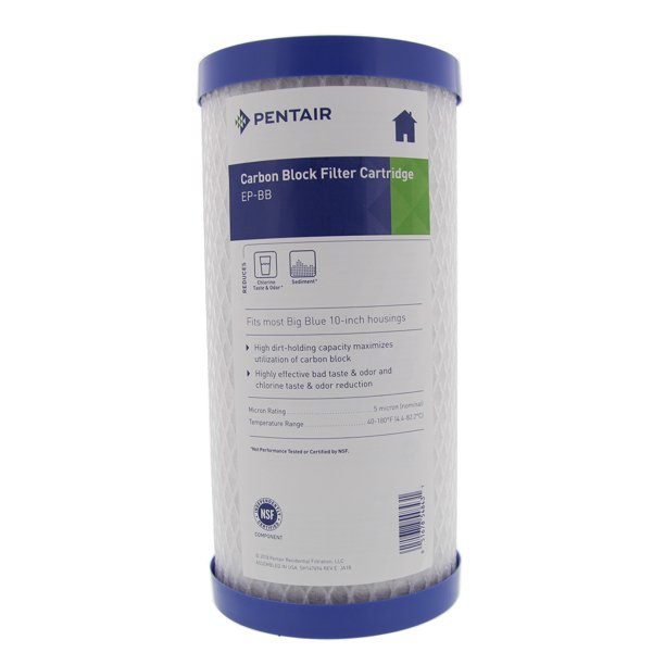 Pentek EPBB Carbon Block Filter Cartridge, 9 3/4inch x 4 5/8inch, 5