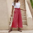 thumbnail image 2 of UHUYA Women Wide Leg Pants Linen Pants Fashion Women Solid Buttons Cotton And Linen Casual Loose Trouser Wide Leg Pants Lightweight Summer Pants Pink S US:4, 2 of 5