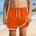 thumbnail image 2 of Rggeeun Boys Child Swimsuit Set Solid Color Elastic High Waist with Adjustable Tie Double Layer Trunks Loose Fit for Summer Beach Surf Fashion Swimwear,Orange,11-12 Years, 2 of 4