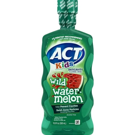 (2 pack) Act Kids Wild Watermelon Anti-Cavity Flouride Mouthwash, (Best Fluoride Mouthwash For Cavities)