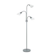 Catalina Lighting Medusa 70.25 3-Light Floor Lamp with White Plastic Dome Shade Modern Floor Light Fixture for Living Room, Bedroom or Office, Silver