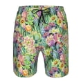 thumbnail image 3 of Cauagu Watercolor Blooming Cactus Print Men's Swim Trunks,Hawaiian Bathing Suit Swimsuits Beach Shorts with Pockets for Men Quick Dry Swimming Board Shorts-Medium, 3 of 6