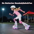 thumbnail image 4 of Girls' Light Up Roller Skates Adjustable 4 Sizes (Ages 3-8)Sparkle Wheels,Green&Pink,Indoor Outdoor Skates for Kids, 4 of 10