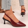 thumbnail image 3 of Xucatan Women's Slingback Kitten Heels, Pointed Toe Low Heel Pumps with Open Back Strap, Matte Leather Dressy Office Shoes, Versatile Solid Color Design for Spring Summer Daily Gift, 3 of 9