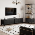 thumbnail image 6 of Furnibear 70" Modern TV Stands for 65 70 Inches TV, Media Console, Leather-Wrapped Door Panels TV Entertainment Center with Cabinet Storage for Bedroom Living Room,Black, 6 of 9