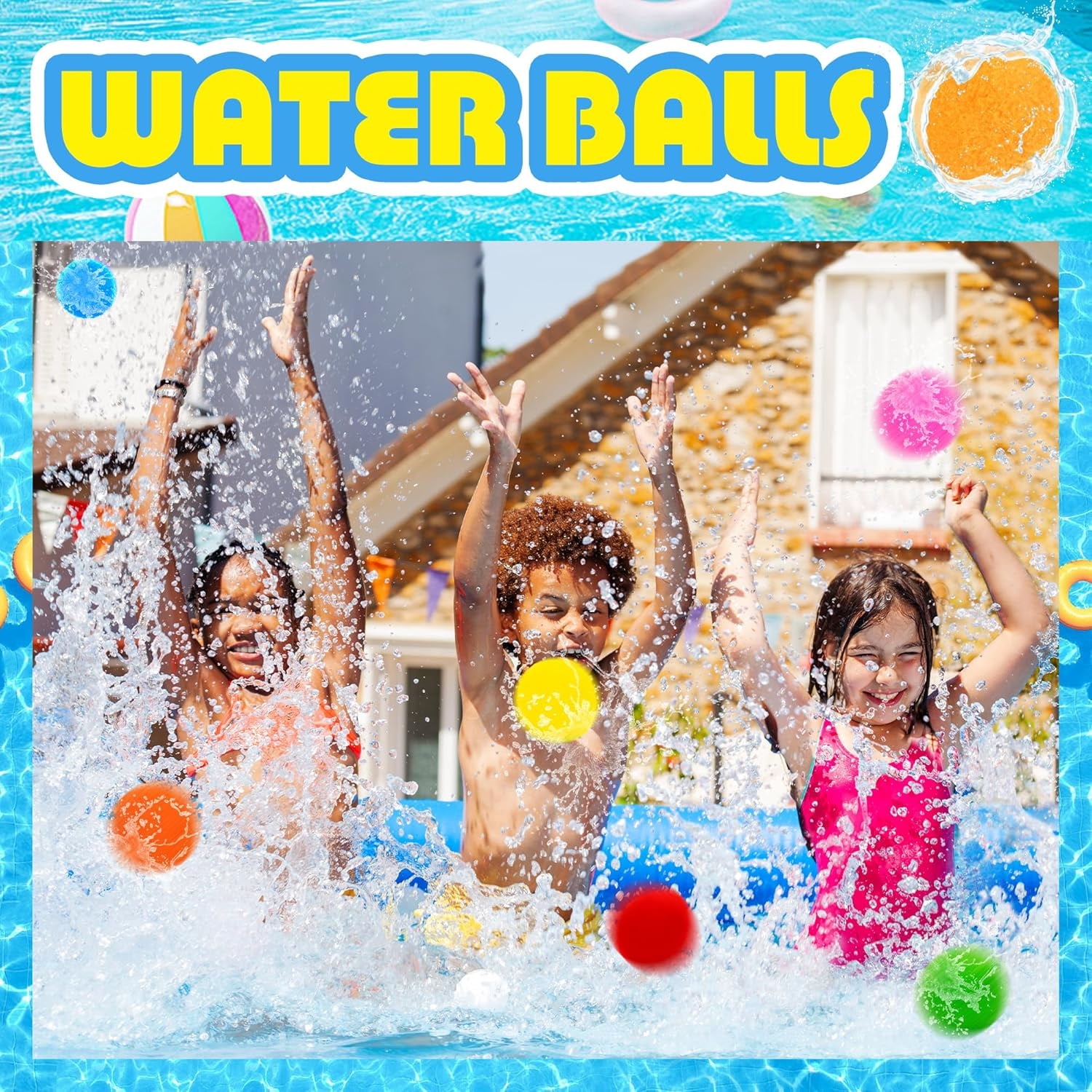100 Pcs Refillable Water Balls 2.56 inch Reusable Water Balloons Summer Water Toys for Outdoor Water Fight Games, Beach, Pool Games