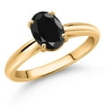 thumbnail image 2 of Gem Stone King 10K Yellow Gold Black Sapphire Solitaire Engagement Ring for Women (1.66 Cttw, Oval 8X6MM, Gemstone September Birthstone, Available in Size 5, 6, 7, 8, 9), 2 of 4