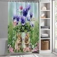 thumbnail image 6 of Spring Easter Shower Curtain Set, Waterproof Shower Curtains for Bathroom, Purple Floral Summer Botanical Ombre Washable Fabric Cloth Bath Curtain for Bathtub Decoration with Hooks 72x78 Inches, 6 of 9