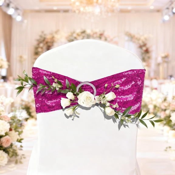 FastXmas Bow Chair Sashes Bands Decoration Ties Bow Stretch Floating Decorative Tape for Many Holiday Party Wedding Decorations Chair Cover Not Included(13.8 x 5.9 In)