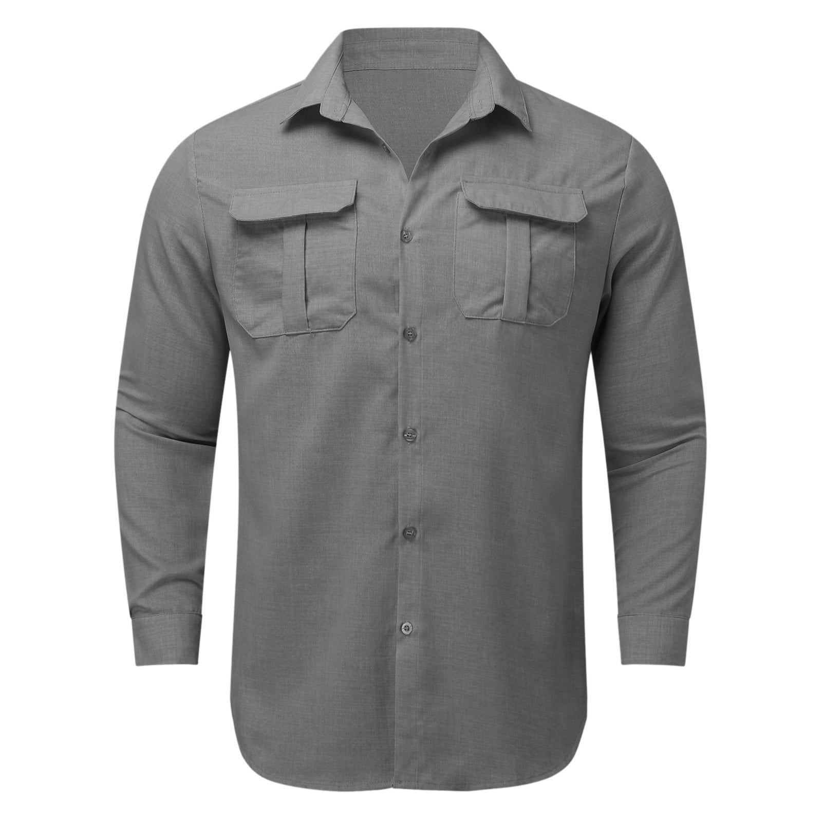 Cotton Reel Mens Button Front Shirt Brown Gray Geometric Long Sleeve Pocket  XXL 