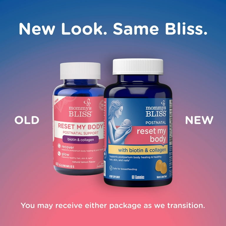 Mommy's Bliss Reset My Body with Biotin + Collagen Gummies, Dietary Supplement, 60 Count