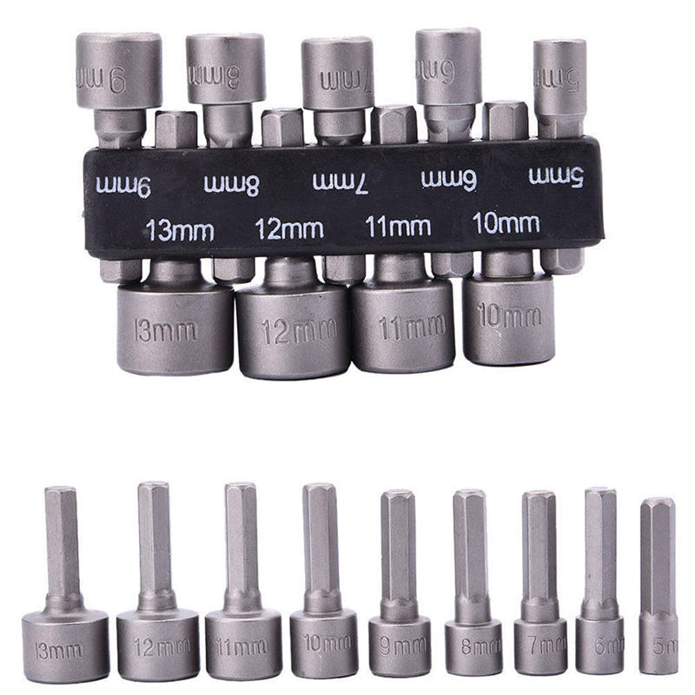7mm Magnetic Ratchet Socket Nut Adapters Electric Drill Bits 1/4inch Hex Shank