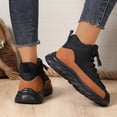 thumbnail image 7 of XIMIN Women Fashion Platform High Top Suede Leather Sneakers Non-Slip Slip-on Chukka Boots Comfortable Lace Up Casual Athletic Shoes Everyday Wear, 7 of 7