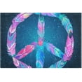 thumbnail image 4 of GZHJMY Peace Sign Made of Colored Bird Feather Bath Mat for Bathroom Shower U Shape Toilet Rugs Contour Carpet Set, Fluffy Absorbent & Machine Washable, 2 Piece Carpet Runner, 4 of 7