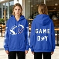 thumbnail image 5 of Football Sweatshirt for Mom Rugby Shirt Plain Tops Pullover Hoodies Oversized Hoodie Mom Outfits for Women Trendy Cute Hoodies Lounge Daily Outfit Loose Fit Blouse With Pockets Mom Shirts Blue, 5 of 7
