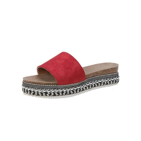 

Crocowalk Womens Soft Cozy Open Toe Slippers Platform Sandal Indoor&Outdoor Nonslip Backless Wedge Sandals