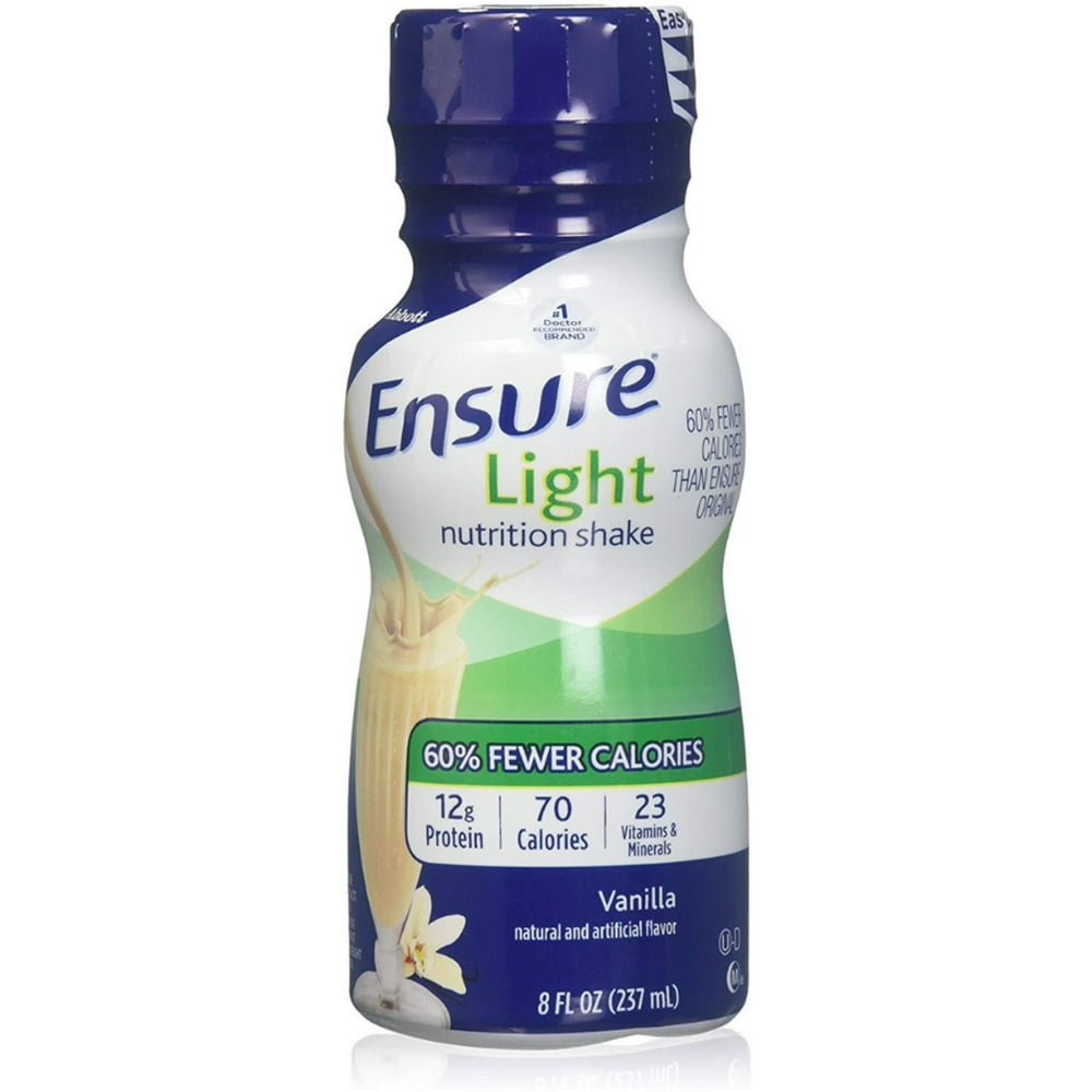 6 Pack Ensure Light Nutrition Shake Vanilla 8 oz Bottle Ready to Use