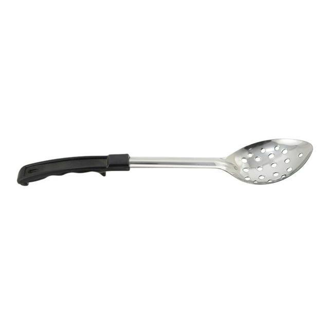 Winco BHPP-15 15" Perforated Basting Spoon w/ Stop Hook & Black Plastic Handle, Stainless
