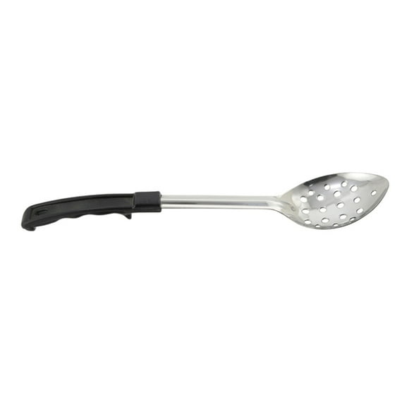 Winco BHPP-15 15" Perforated Basting Spoon w/ Stop Hook & Black Plastic Handle, Stainless
