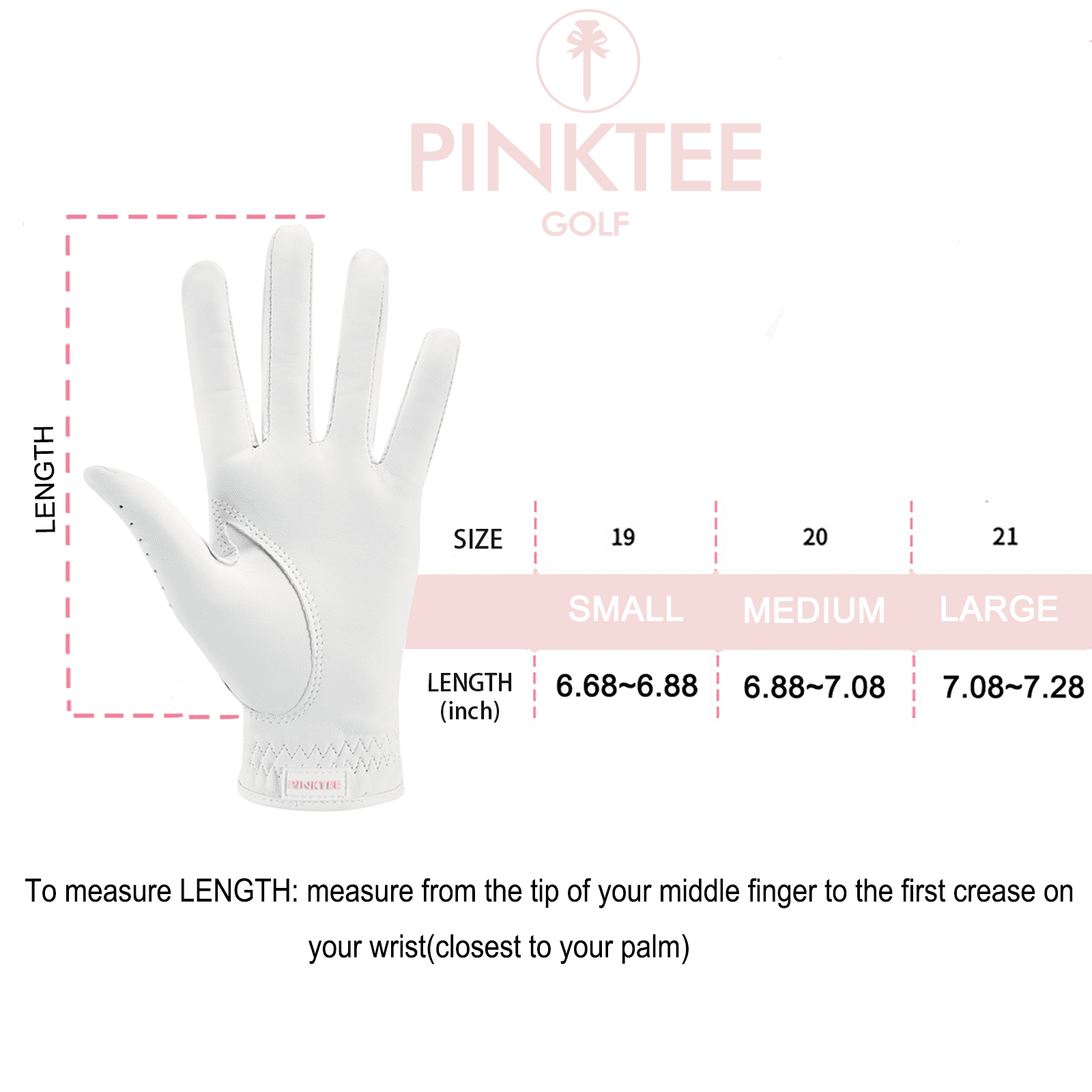 PINKTEE Women’s Golf Gloves Ladies Cabretta Leather Left Hand Right Hand Glove All Weather Extra Grip Size Fit Small Medium Large