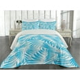 thumbnail image 2 of Ambesonne Tropical Quilted Coverlet 3 Pcs, Exotic Miami Palms, Queen Size, Turquoise Aqua Blue, 2 of 4