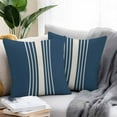 thumbnail image 2 of Abstract White Striped Outdoor Pillow Covers Set of 2 Simple Blue Linen Texture Waterproof Throw Pillow Case Decorative Square Cushion Cover for Patio Couch Garden Balcony, 18"x18", 2 of 9