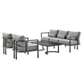 thumbnail image 2 of Valentina 4 Piece Dark Gray Aluminum Outdoor Seating Set with Dark Gray Cushions, 2 of 8