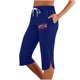 thumbnail image 1 of Pantalones capri de lino para mujer 2025: cintura con cordón, bolsillos estampados, largo cropped para ropa informal y de resort., 1 of 3