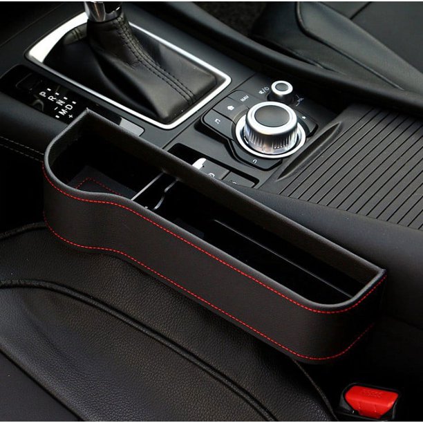 Organizador de relleno para espacio de asiento de automóvil, organizador lateral multifuncional de PU para consola de automóvil con portavasos, sostiene el teléfono, tarjetas de dinero, llaves y control remoto, ayuda a reducir la conducción distraída Rojo Verde