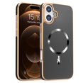 thumbnail image 4 of Dteck Magnetic for iPhone 16 Plus, Shockproof Ultra Slim Plating Electroplated PC TPU Drop-Resistant Cover Stylish Anti-Scratch Protection Shell Support Wireless Charging Cover, Black, 4 of 7