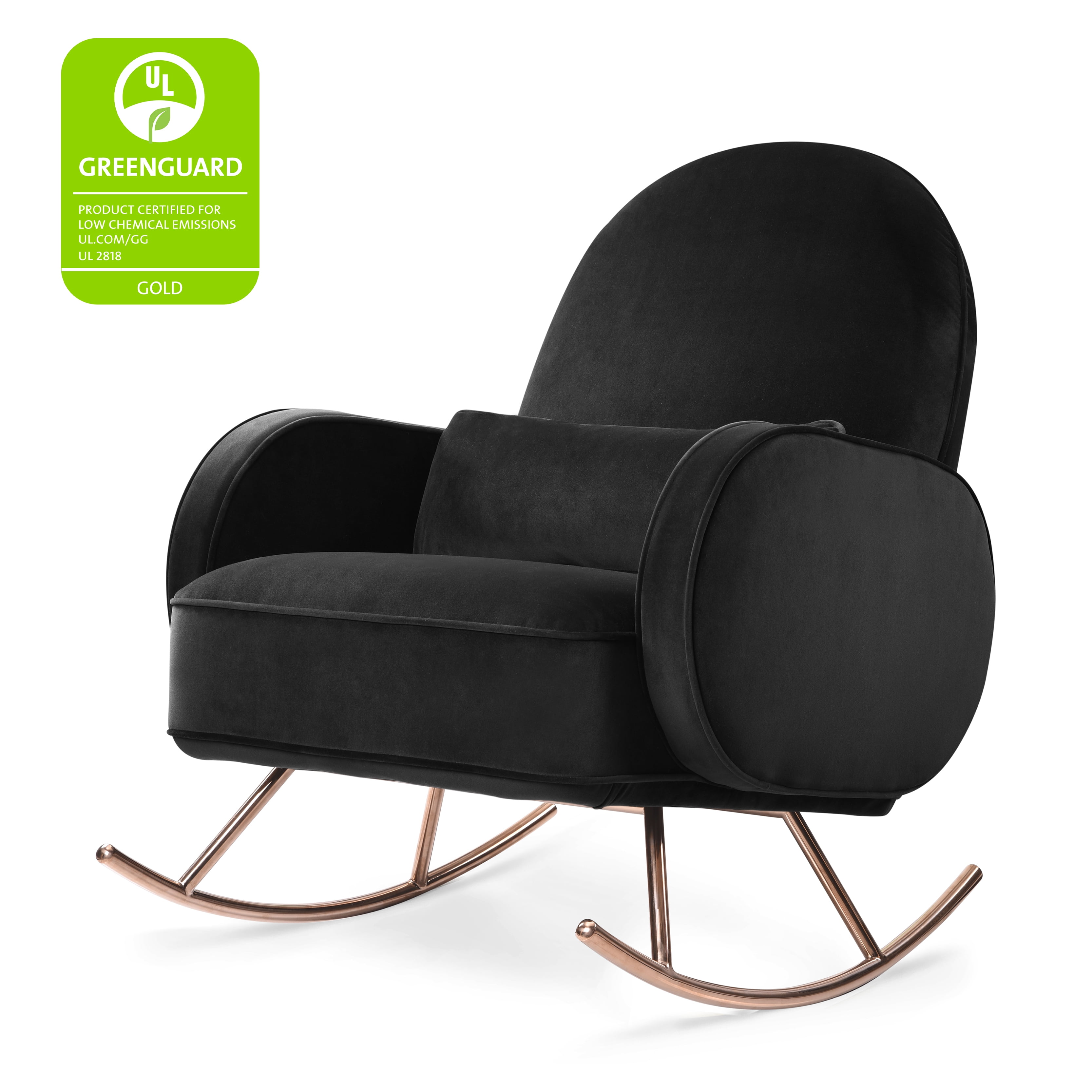 Nursery Works Compass Rocker in Black Velvet with Rose Gold Legs