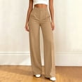 thumbnail image 2 of Dress Pants Women Straight Leg Business Casual Pants Elastic Waist Work Trousers office Slacks with Pockets Khaki XL(XL), 2 of 5