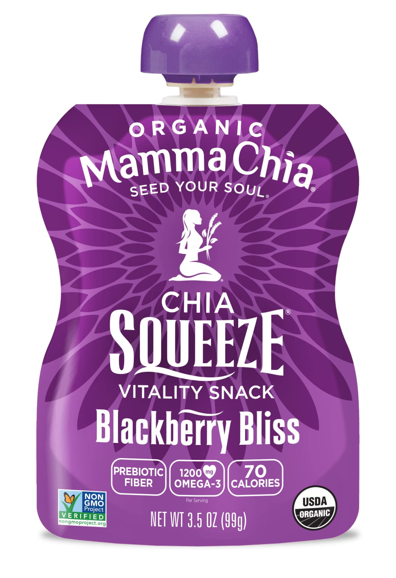 Mamma Chia Squeeze Vitality Snack - Blackberry Bliss - Case Of 16 - 3.5 Oz.