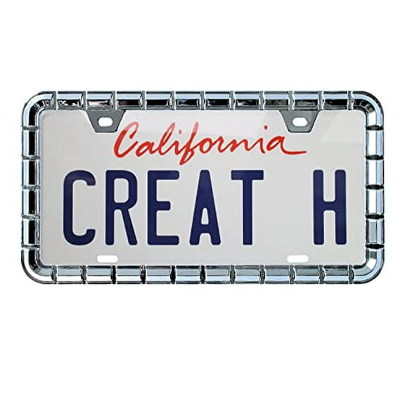Creathome 3D Chrome License Plate Frames, Pure Zinc Alloy Metal with Chain Patterned