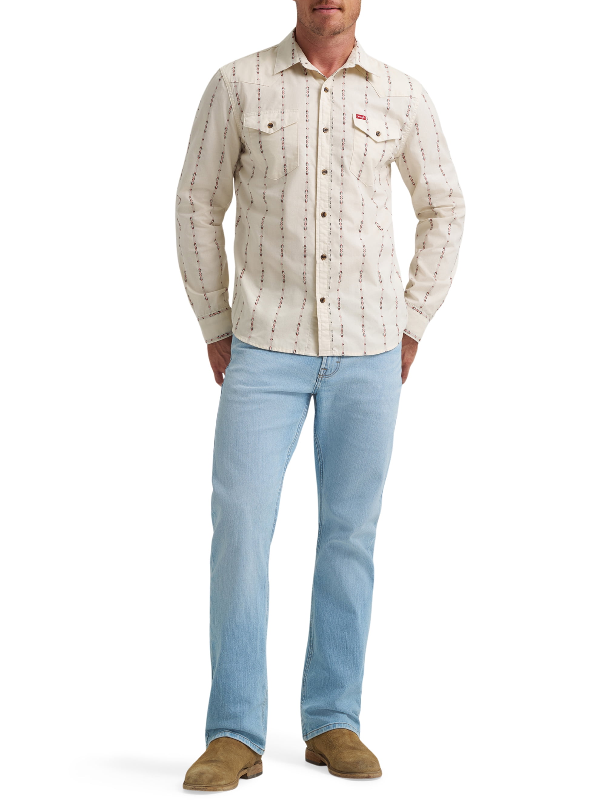 Wrangler® Men's Slim Fit Long Sleeve Woven Twill Shirt with Sunglasses Cleaner, Sizes S-5XL
