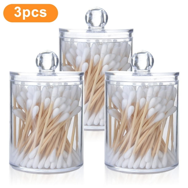 TSV 3Pcs Qtip Dispenser Apothecary Jars, Clear Acrylic Container with